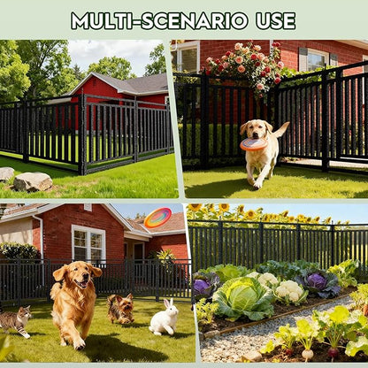 Garden Fence 40in (H) x 90ft (L), 35 Panels + 5 Gates, Durable Outdoor Yard Barrier, Secure Garden Fencing Weather-Resistant Fence Ideal for Pets, Privacy & Decoration, Black Silver