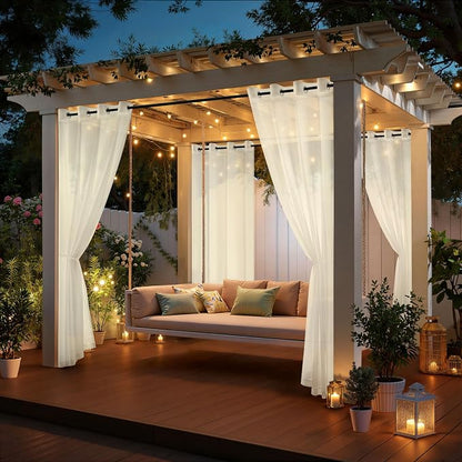 MIULEE Beige Outdoor Curtain for Patio Waterproof 4 Panels 54 x 108 Inch | - Image 5