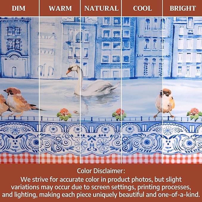 Maison d'Hermine Table Cloth Round Table 100% Cotton Tablecloth for Dining Room, Farmhouse, Home, Hotel, Parties & Wedding - Ideal for Easter Decorations Spring & Summer (Amsterdam Canals, 69" Round)