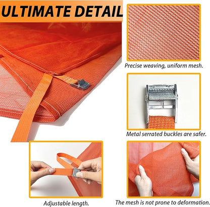 40' L x 40" W Construction Safety Debris Netting with 24 Tapes & Buckles, Orange Fire Retardant Pump Jack Safety Net, Scaffold Safety Netting Rolls Scaffold Net Enclosure