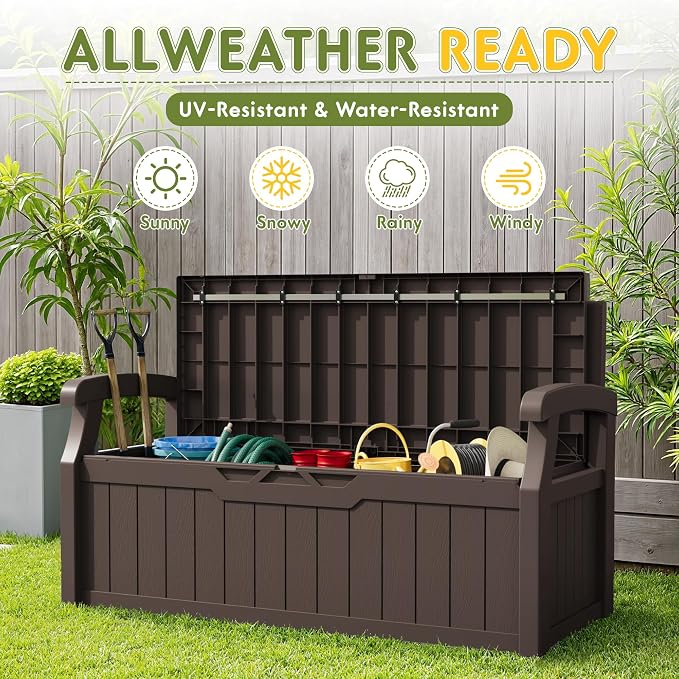 Greesum 80 Gallon Outdoor Storage Bench Deck Box - Image 6