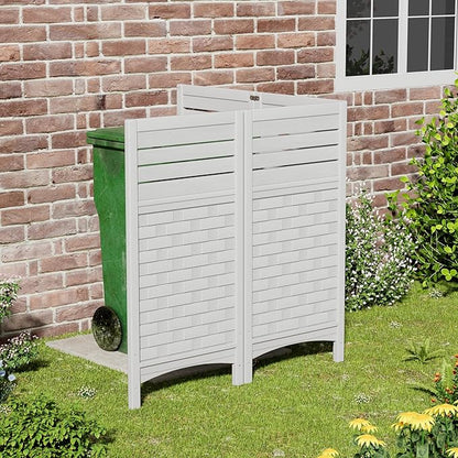 Outdoor Fence Privacy Panels,Resin Privacy Fence Panels for Outside,Air Conditioner/Trash Can/Pool Equipment Enclosure 4-Pack(Off-White)