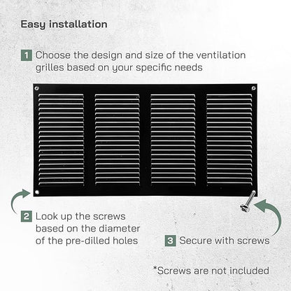 Vent Systems 16" x 8" Inch (Overall Dimensions) Pack of 10 - Black - Air Vent Cover Metal Air Return Grill - Built-in Pest Guard Screen - HVAC Vent Duct Cover for Home Improvement