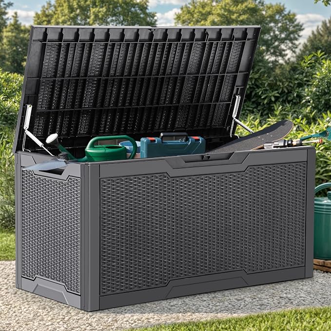 YITAHOME 100 Gallon Large Resin Deck Box Outdoor Storage Boxes by YITAHOME