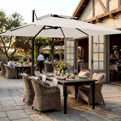 12×12 FT Double-Top Cantilever Patio Umbrella, Ivory | Square Offset Umbrella - Image 8