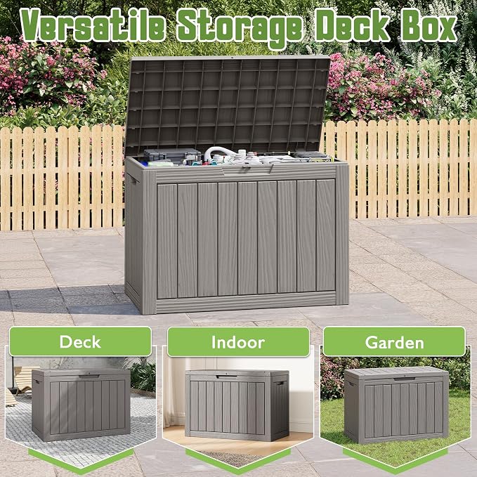 50 Gallon Outdoor Storage Box, All-Weather Resin Deck Box Outdoor Waterproof - Image 6