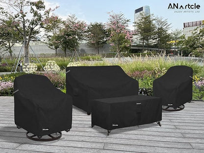 Swivel Patio Chair Cover 4 Pack,600D Waterproof Heavy Duty Outdoor Chair Cover(30 W x 34 D x 36 H inches),Patio Furniture Covers,Outdoor Furniture Covers Waterproof,Black