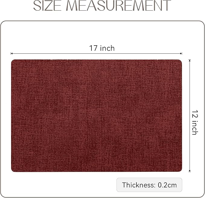 Romanstile Vinyl Placemats Set of 8-12 X 17 Inch - Heat Resistant Place Mats 100% Waterproof Oilproof Wipeable Reversible Faux Leather Table Mats for Kitchen, Dining, Party, Outdoor, Red