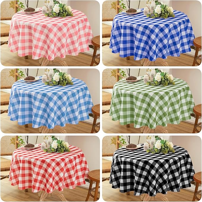 Waterproof Plaid Tablecloth Fabric - Oblong 52x70 Inch Classic Buffalo Tartan Table Cloth for Indoor/Outdoor Use - Washable Tabletop Cover for Dinner, BBQs, and Parties