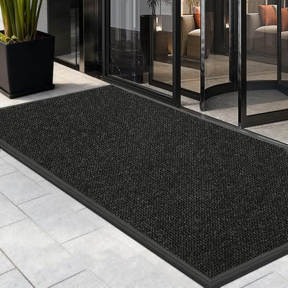 4' X 20' Commercial Outdoor Doormats Customized Sizes,Thick Heavy Duty Rubber Door Mat Indoor Outside, 0.35" Low Profile All-Weather Waterproof Matt for Garage Floor Patio Porch Entrance Entryway