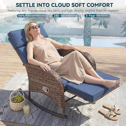 Zero Gravity Patio Rocking Wicker Recliner Chairs Set of 2- Wicker Outdoor - Image 3