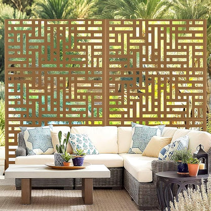 Outdoor Privacy Screen,72" H×47" W Metal Privacy Screen, Freestanding Privacy Fence Panels for Patio