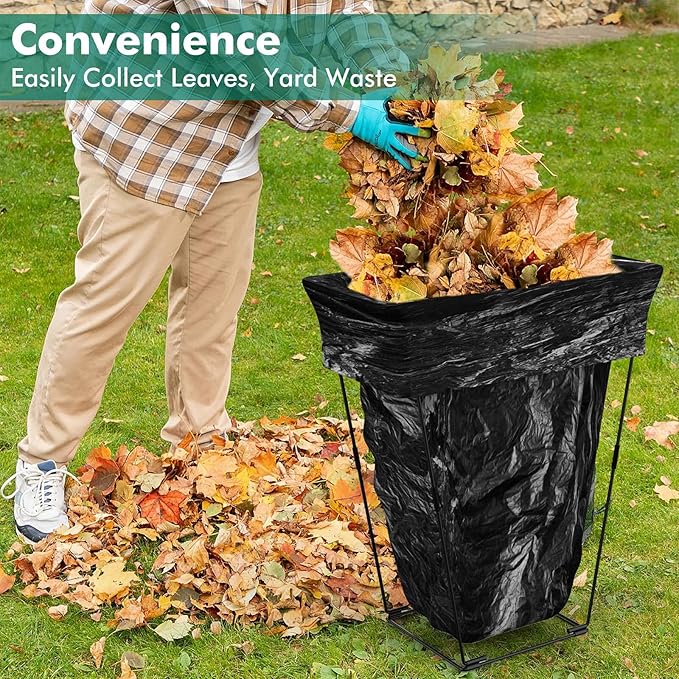 Reusable Rustproof Metal Bag Basket Holder Stand for 30-45 Gallon Garden Waste Flexible Frame Outdoor Trash Storage