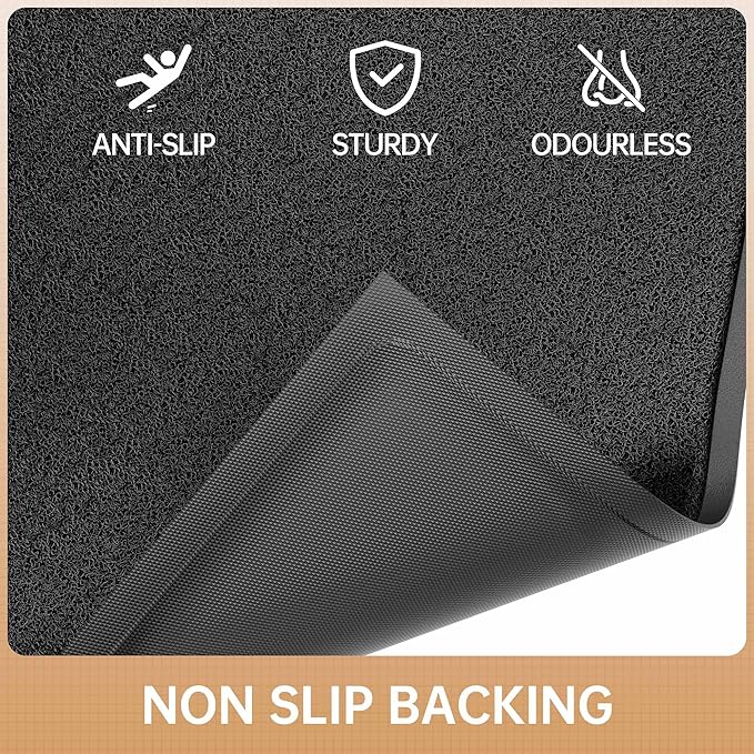 Sturdy Front Door Mat, 36" x 60" Heavy Duty Outdoor Indoor Mats to Trap Dirt and Moisture, Non-Slip Waterproof Doormat Inside Entrance, Washable Welcome Mats for Home Entryway（Black）