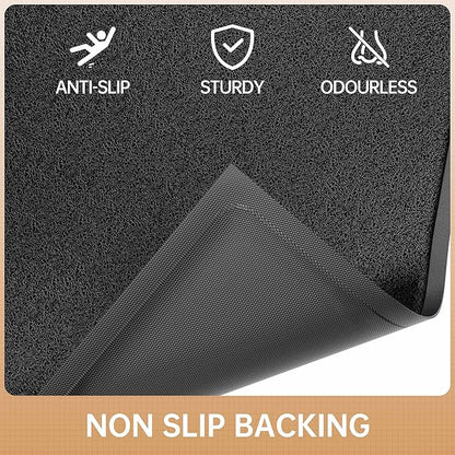 Sturdy Front Door Mat, 24" x 72" Heavy Duty Outdoor Indoor Mats to Trap Dirt and Moisture, Non-Slip Waterproof Doormat Inside Entrance, Washable Welcome Mats for Home Entryway（Black）