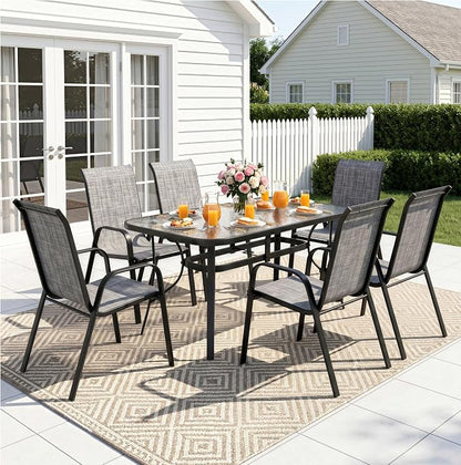 MAMIZO Patio Dining Chairs, Stackable Textilene Chair Set of 6, - Image 8