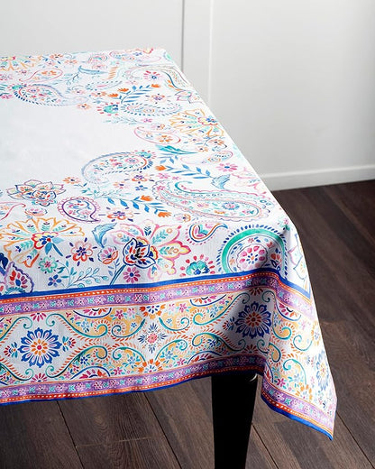 Maison d' Hermine Table Cloth Rectangle Table 100% Cotton 60 x 108 Inches Tablecloth Reusable Decorative for Dining Room, Farmhouse, Home, Party, Festive & Wedding Spring Summer - Indian Floral