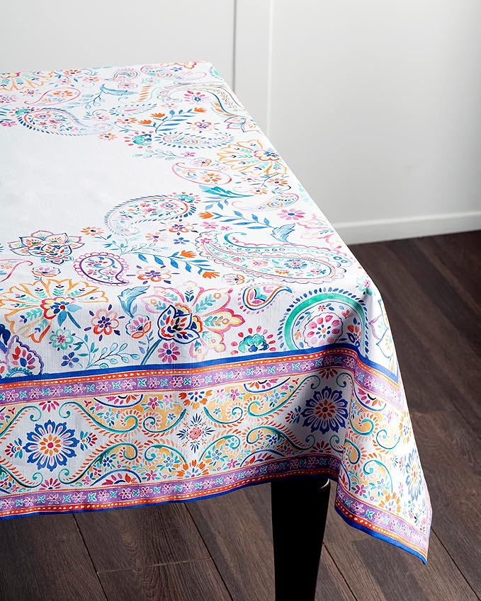 Maison d' Hermine Table Cloth Rectangle Table 100% Cotton 60 x 120 Inches Tablecloth Reusable Decorative for Dining Room, Farmhouse, Home, Party, Festive & Wedding Spring Summer - Indian Floral