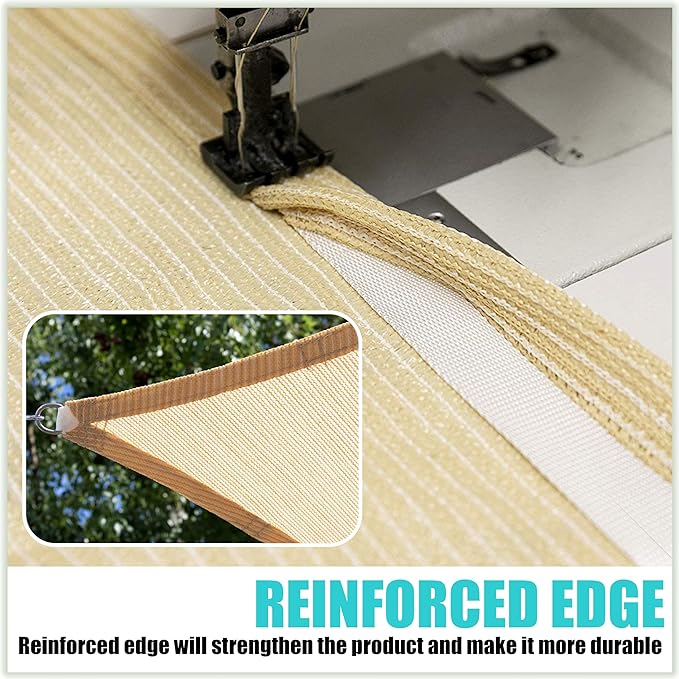 Amgo Custom Size 6' x 6' Beige Rectangle Square Sun Shade Sail UPF50+ AGTAPR0810 - Image 5