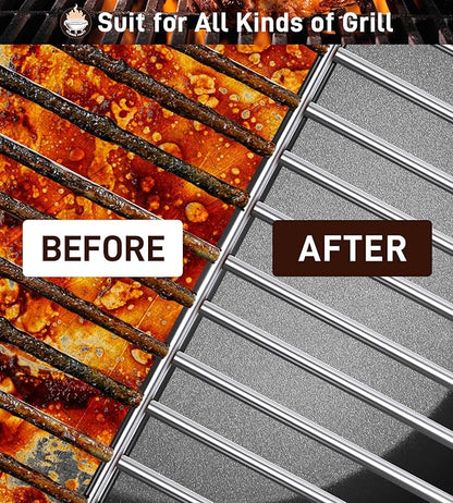 BBQ Grill Cleaning Brush, Heavy Duty Grill Cleaning Brush for Outdoor Grill, 3-Branch Stainless Steel Bristles Cleaner for Easier and Effective Clean, BBQ Tools for Gas/Charcoal Grilling Grates