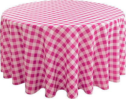 Waterproof Plaid Tablecloth Fabric - Round 108 Inch Classic Gingham Checker Table Cloth for Indoor/Outdoor Use - Buffalo Table Cover for Picnics, BBQs, and Parties