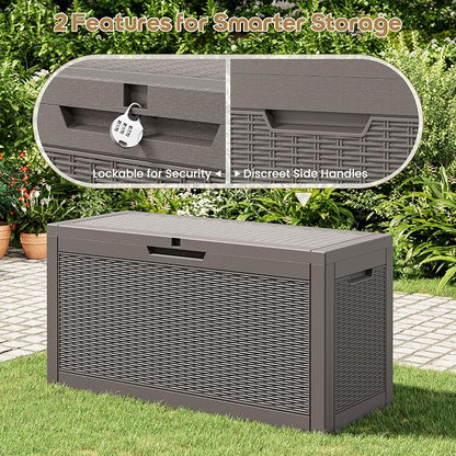 Outdoor Storage Box, 75 Gallon Resin Deck Boxes Outdoor Waterproof - Image 6