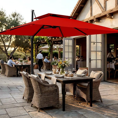 12×12 FT Double-Top Cantilever Patio Umbrella, Outdoor Umbrellas - Image 8