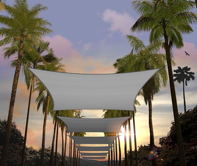 Amgo Custom Size 18' x 21' Grey Rectangle Square Sun Shade Sail UPF50+ by Amgo