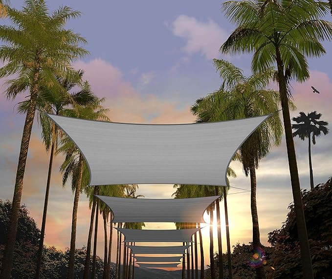 Amgo Custom Size 13' x 17' Grey Rectangle Square Sun Shade Sail UPF50+ by Amgo