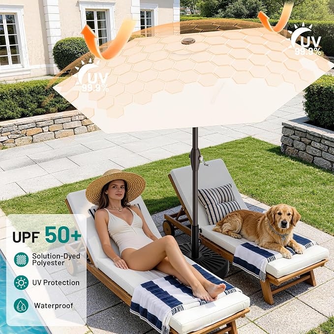 7.5FT Patio Umbrella Table Market Umbrella w/Tilt and Crank, Heavy-Duty Outdoor - Image 3