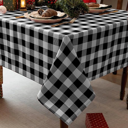 Classic Gingham Plaid Tablecloth Fabric - Rectangular 58x102 Inch Water Resistant Checked Table Cloth for Indoor/Outdoor Use - Table Cover for Kitchen, Picnics, Gardens, and Parties
