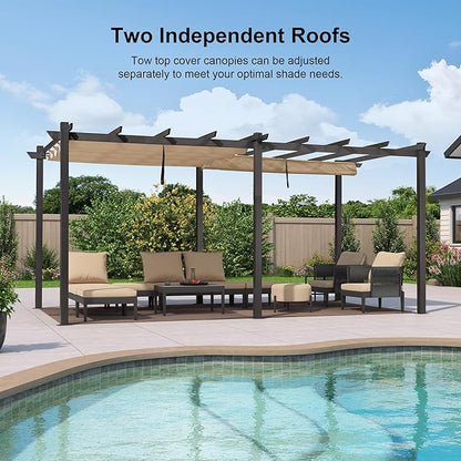PURPLE LEAF Outdoor Pergola 12' X 18' Retractable Canopy Aluminum, Custom Shade - Image 3