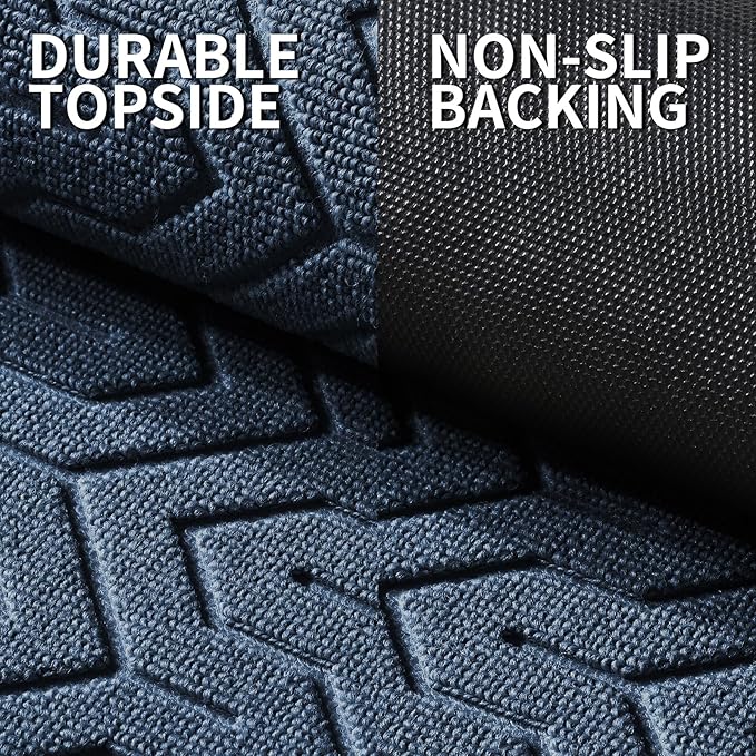 Yimobra Front Door Mat Outside Entrance 29.5x17, Waterproof Heavy Duty Outdoor Mats for Front Door, Non Slip Rubber Entry Mat for Garage Patio Indoor, Blue