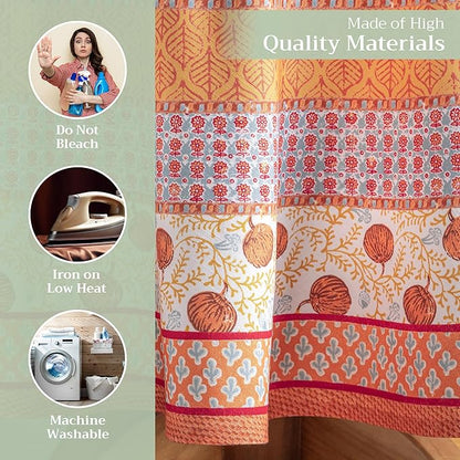 Maison d' Hermine Table Cloth Round Table 100% Cotton 69 Inches Fall Tablecloth Reusable Everyday Use for Thanksgiving Christmas Decorations Dining Farmhouse Party (Harvest Festival)