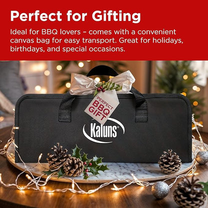 Kaluns Grilling Accessories, Dad Gifts for Christmas Grilling Gifts, Heavy Duty Stainless Steel Grill Set BBQ Grill Accessories for Outdoor Grill with Meat Thermometer, Case and Apron