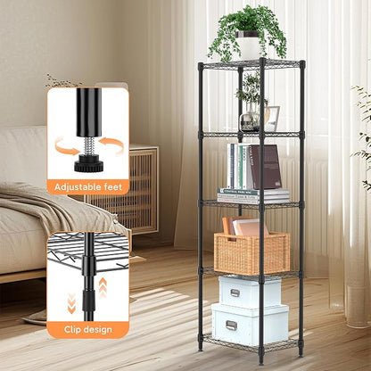 M MZG 5 Tiers Shelf Metal Storage Shelves Wire Rack Closet Organizers - Image 5