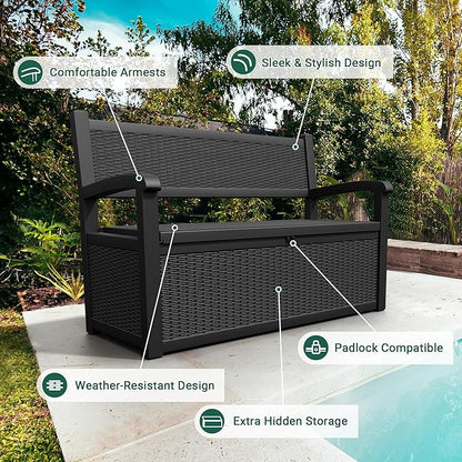 80 Gallon Outdoor Storage Bench, Resin Outside Storage Box - Image 3