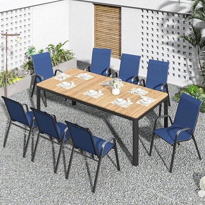 Patio Dining Chairs Set of 8 Outdoor Stackable Dining Chairs - Image 9