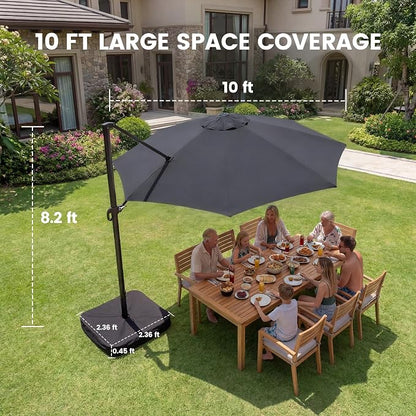 10ft Patio Umbrella with Base Included, Large Cantilever Outdoor Umbrella with - Image 7