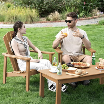 Compact Stackable Adirondack Chairs Set of 2, Teak | 26.3" Wide HDPE, - Image 5