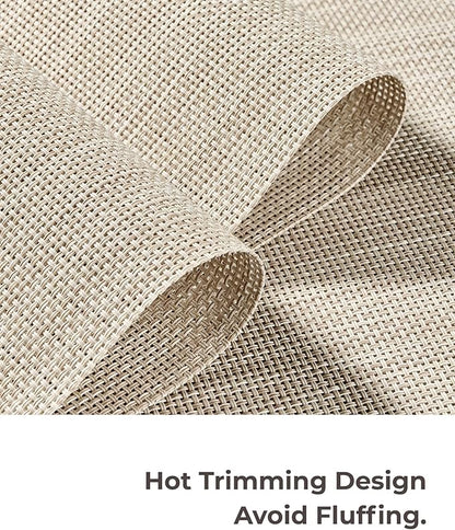 Leetaltree Beige White Placemats Set of 16 - Heat Resistant Non-Slip Place mats for Dining Table, Washable Durable PVC Vinyl Woven Table Mats(Beige White, 16)