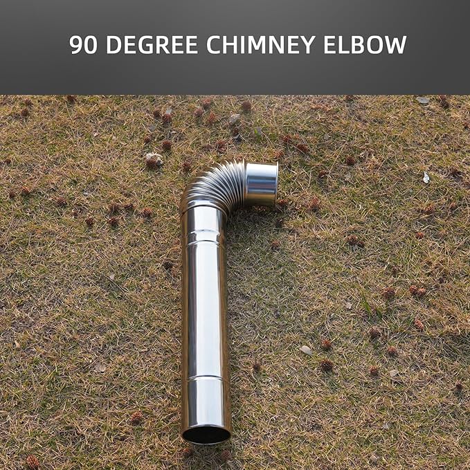 Elbow Pipe 2 PCS 90-Degree Chimney Thickened 304 Stainless Steel Flue (Suitable for CAMPJOURNEY Outdoor Camping Wood Stove) Diameter 2.76 Inches