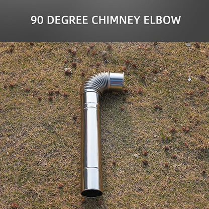 Elbow Pipe 2 PCS 90-Degree Chimney Thickened 304 Stainless Steel Flue (Suitable for CAMPJOURNEY Outdoor Camping Wood Stove) Diameter 2.76 Inches