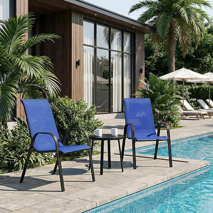 Stackable Patio Chairs Set of 1/2/4, Heavy Duty Metal Frame & Teslin Fabric - Image 7