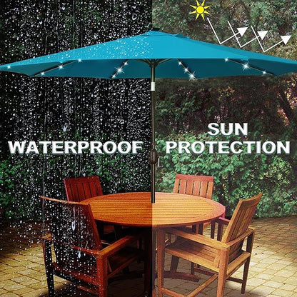 9 ft Solar Umbrella 32 LED Lighted Patio Umbrella Table Market Umbrella - Image 4