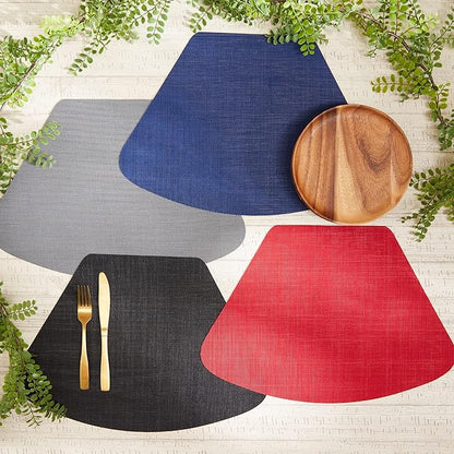 DII PVC Tabletop Collection Woven Indoor/Outdoor, Wedge Placemat Set, Tango Red, 6 Piece