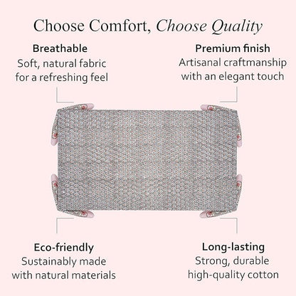 CPC Tablecloth 100% Cotton 70x108 Inch Indian Block Print Rectangle Table Cover, Gray Table Cloth for Weddings, Spring/Summer, Barbeque - Labra Gray