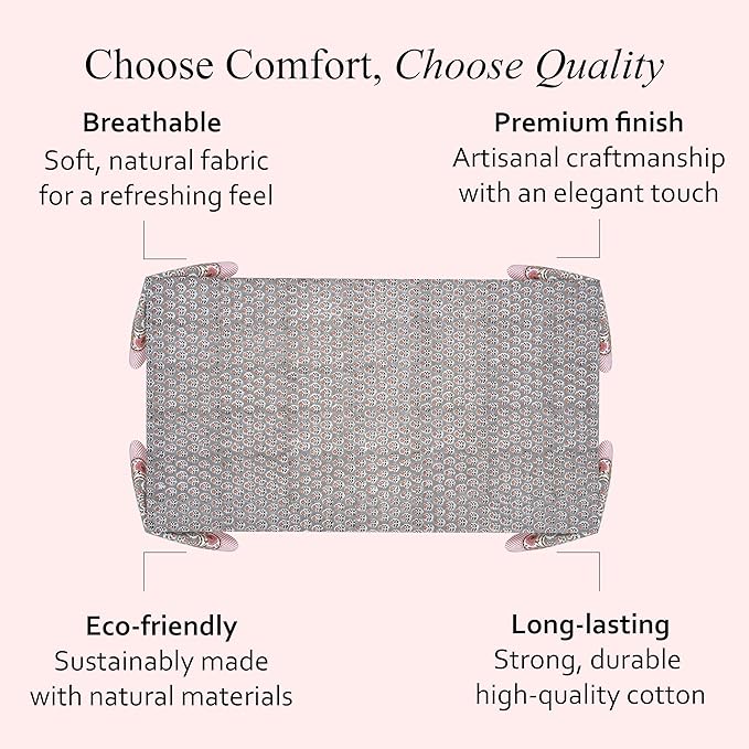 CPC Tablecloth 100% Cotton 72x160 Inch Indian Block Print Rectangle Table Cover, Gray Pink Table Cloth for Weddings, Spring/Summer, Barbeque - Labra Gray