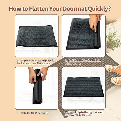 Front Door Mat Outdoor, Non-Slip and Heavy Duty Welcome Mat, Low Profile Easy Clean Indoor Outdoor Doormat for Patio Entryway with Durable PVC Backing.(Dark Grey 47"x31")