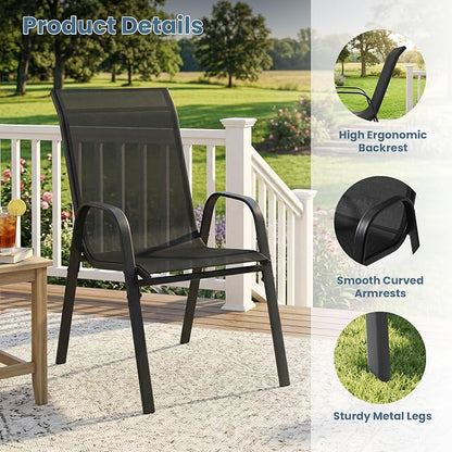 DIFY Patio Chairs Set of 4, Stackable Outdoor Dining Chairs Set - Image 6